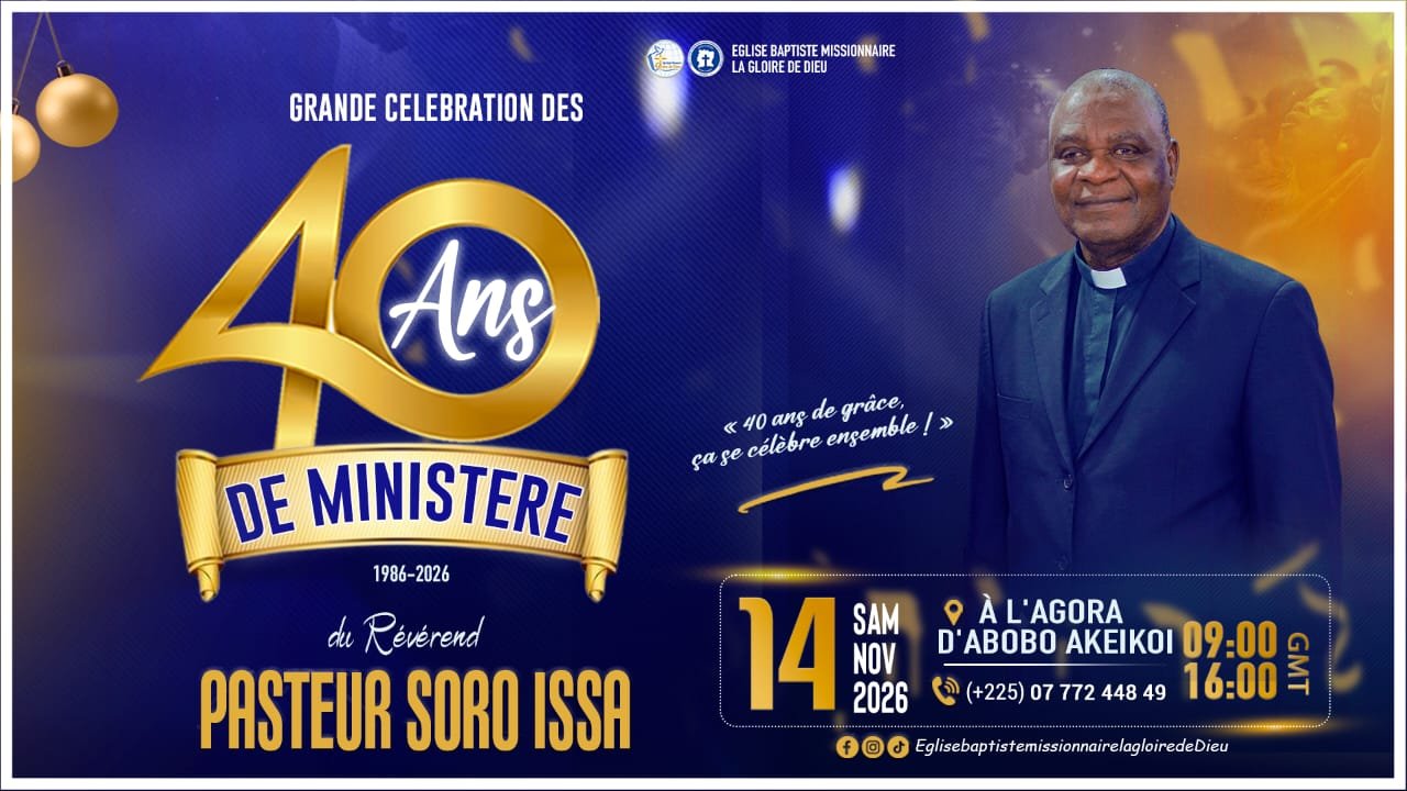 Affiche des 40 ans de ministère du Pasteur Soro Issa